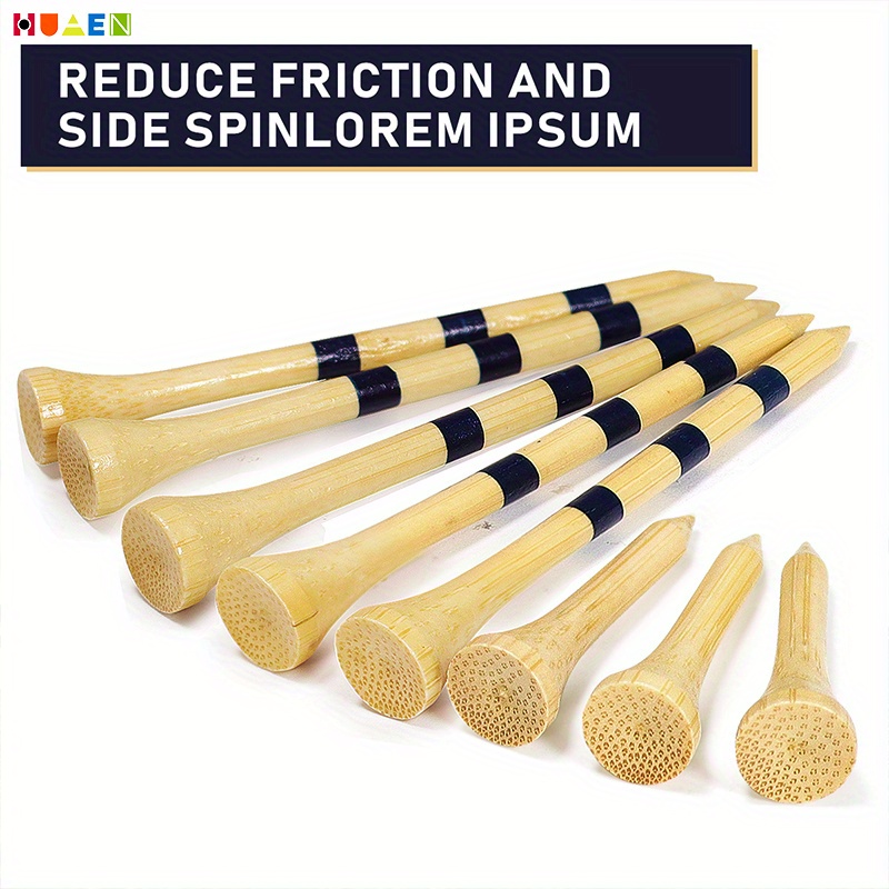 Image of 150pcs Of Three-color Striped Bamboo Golf Tees, Durable Bamboo Golf Ball Holders That Reduce Friction And , Outdoor Golf Additions, Reusable