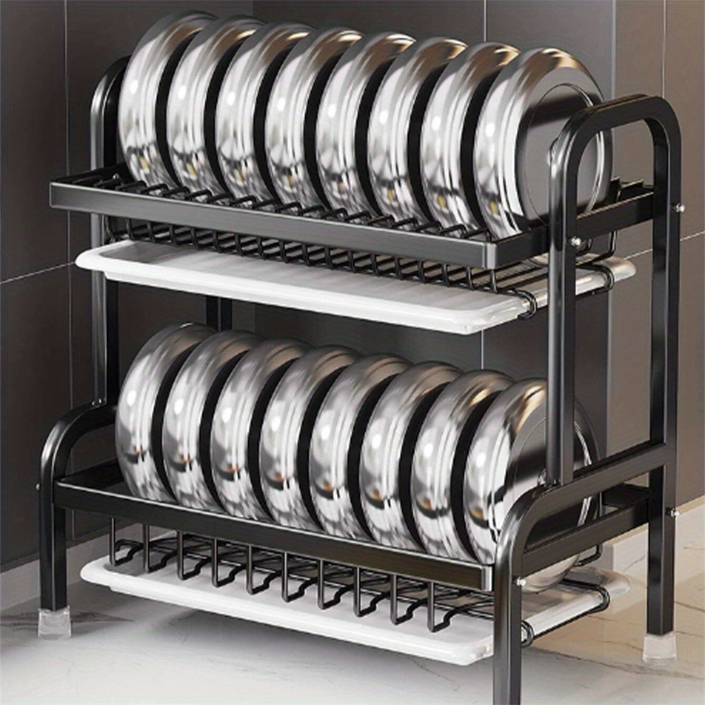 1pc Metal Dish Rack, Household Tabletop Multifunctional Multi-layer Bowl  And Plate Drainage Rack, Tableware, Chopsticks, Cutting Board, Storage Rack,  Kitchen Accessories