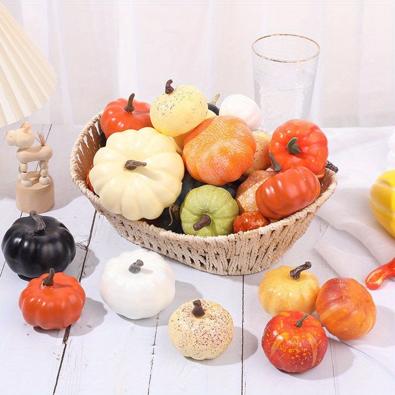 Aydinids 30 Pcs Miniature Pumpkin Mini Resin Pumpkin Fake Fruit Miniature  Vegetables for Halloween Mini House Decor Miniatures Food Kitchen