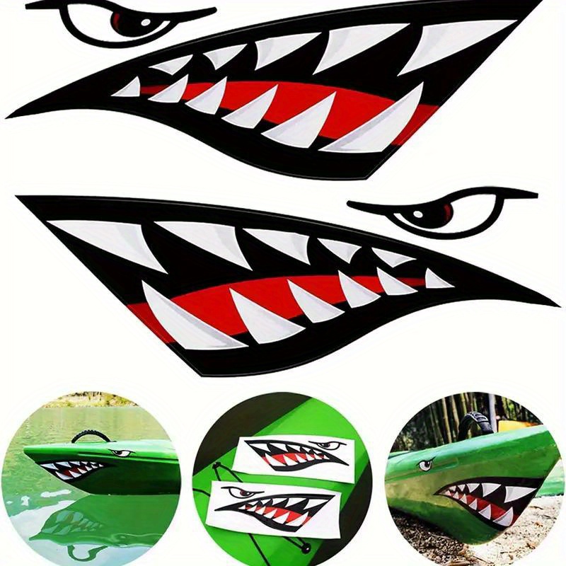 Creative Shark Teeth Mouth Kayak Stickers Waterproof Diy - Temu Canada