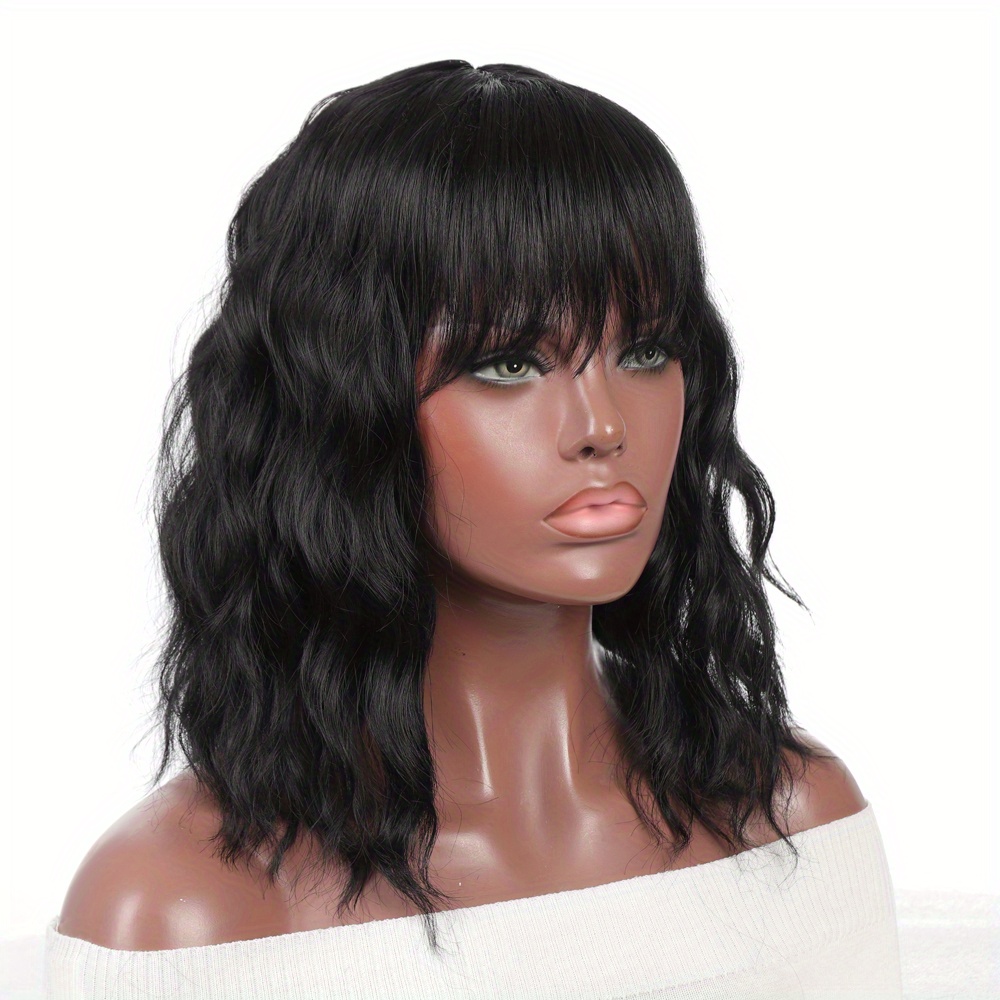 Short Curly Bob Wig With Bangs Heat Resistant