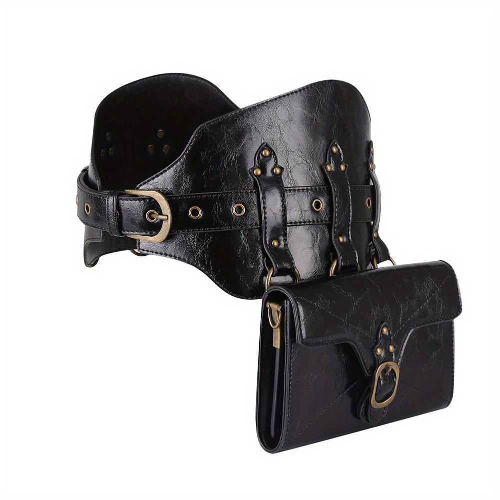 Steampunk Waist Bag Black Leather Motorcycle Shoulder Bag Satchels Thigh  Bag Leg Hip Pouch Bag Purse