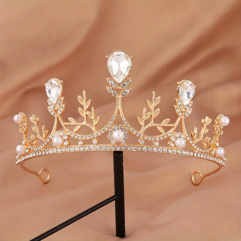 1pcs Retro Baroque Crystal Faux Pearl Decor Tiara And Crown, Princess  Tiara, Hair Accessories For Wedding Prom Bridal Birthday Party Halloween  Costume