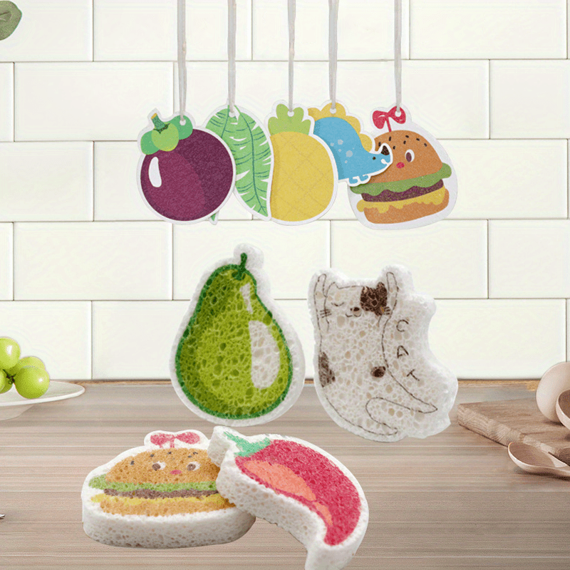 1pc Fruit Design Dishwashing Sponge, Kitchen Cleaning Cartoon