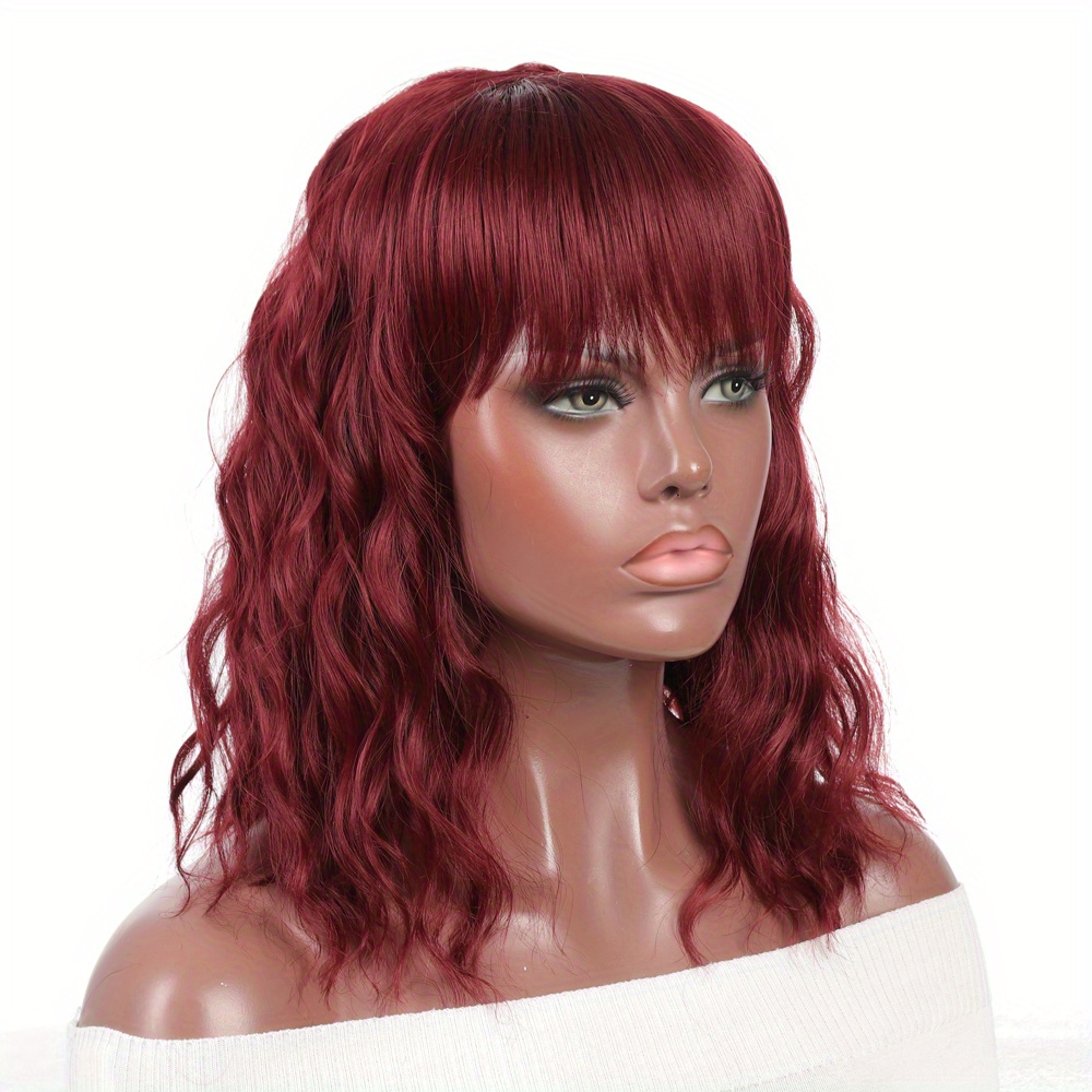 Short Curly Bob Wig With Bangs Heat Resistant