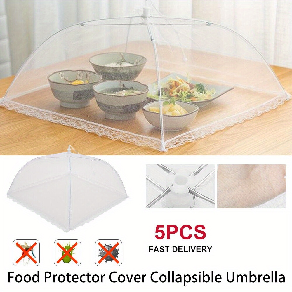 Umbrella Food Cover 6pcs Large Pop-Up Mesh Screen Food Cover Tent Umbrella  Reusable and Collapsible Outdoor Picnic Food Covers Mesh Food Cover Net 