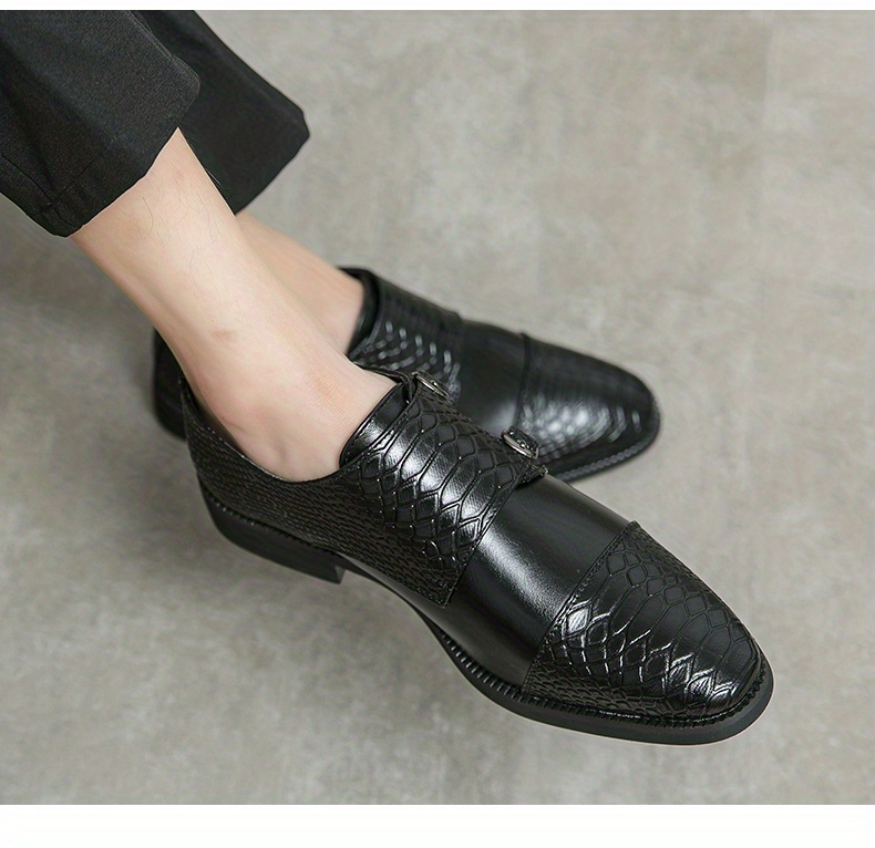 Men's Monogram Pattern Double Monk Strap Slip On Loafers Formal Business  Casual Comfortable Dress Shoes For Men - Temu United Arab Emirates