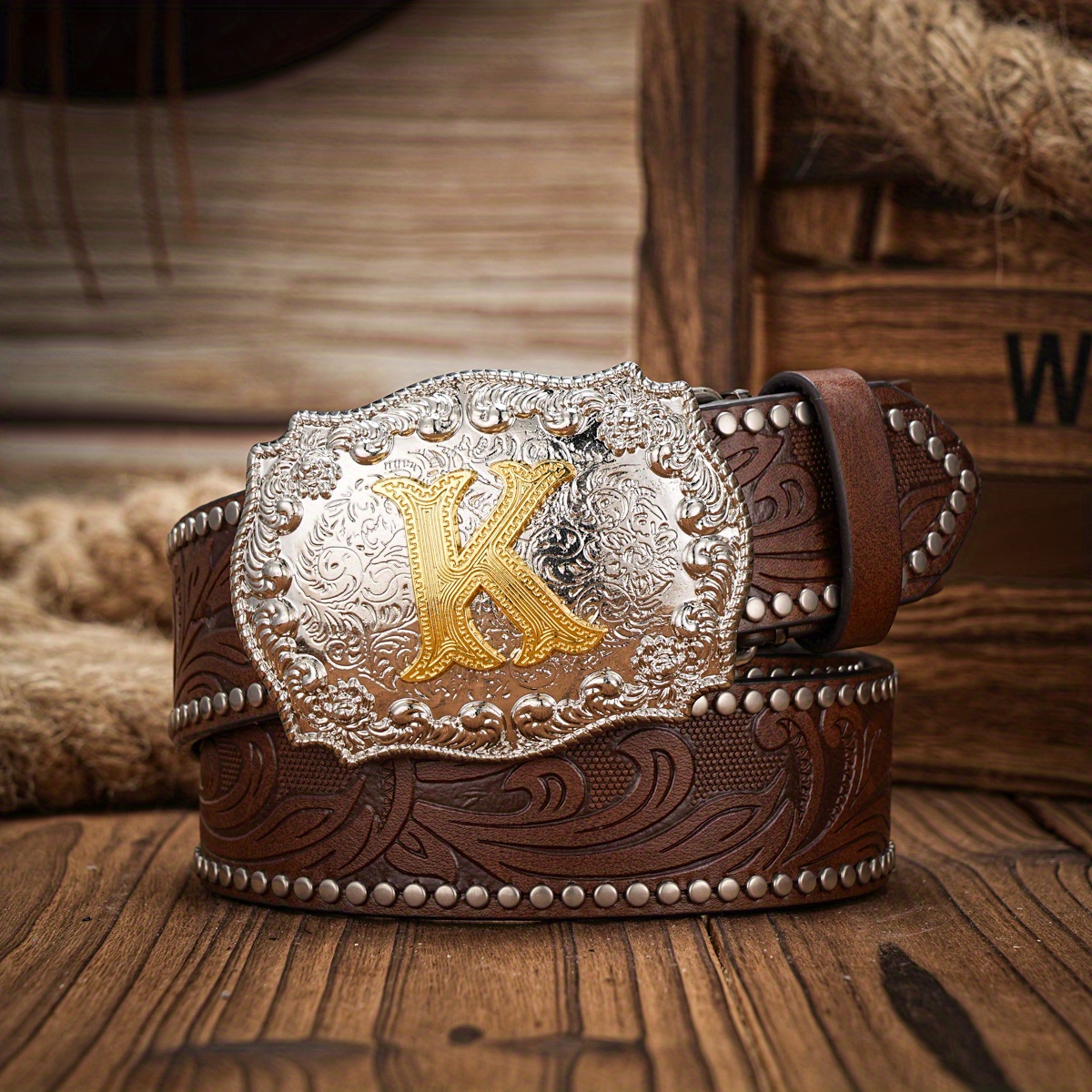 Men's High Quality K Letter Leather Belt