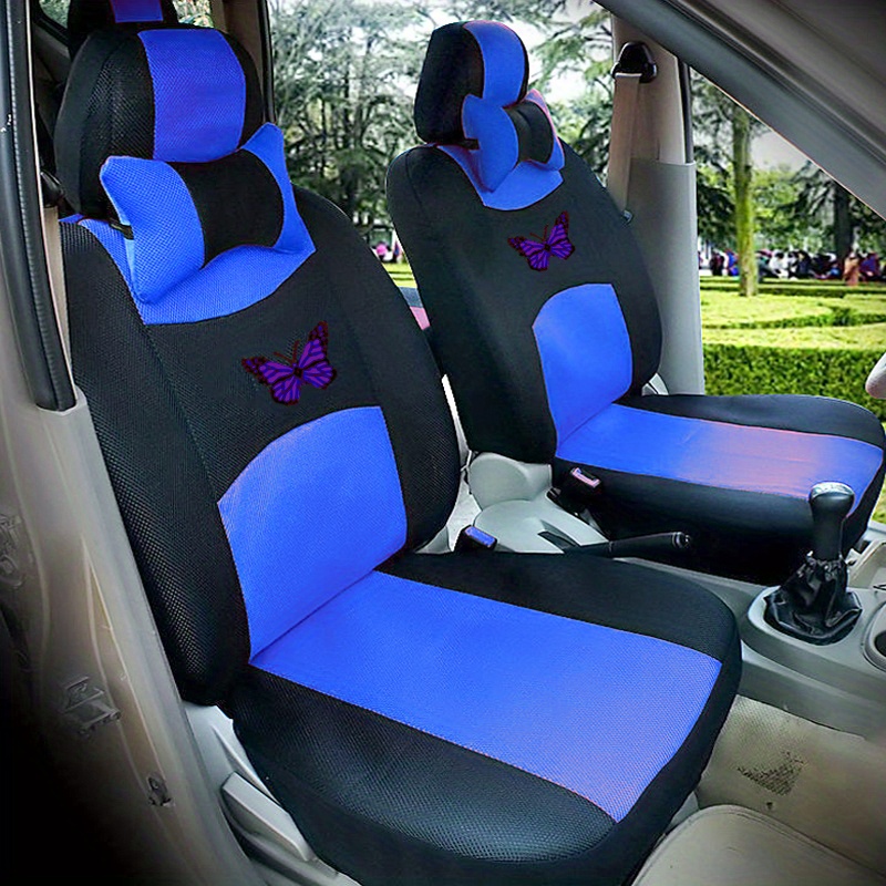 Car Seat Covers Front Pairs Polyester Gray Purple Beige Black Blue Red Car  Seat Cushion Universal Fit Seat Protector Decoration Auto Accessories - Temu