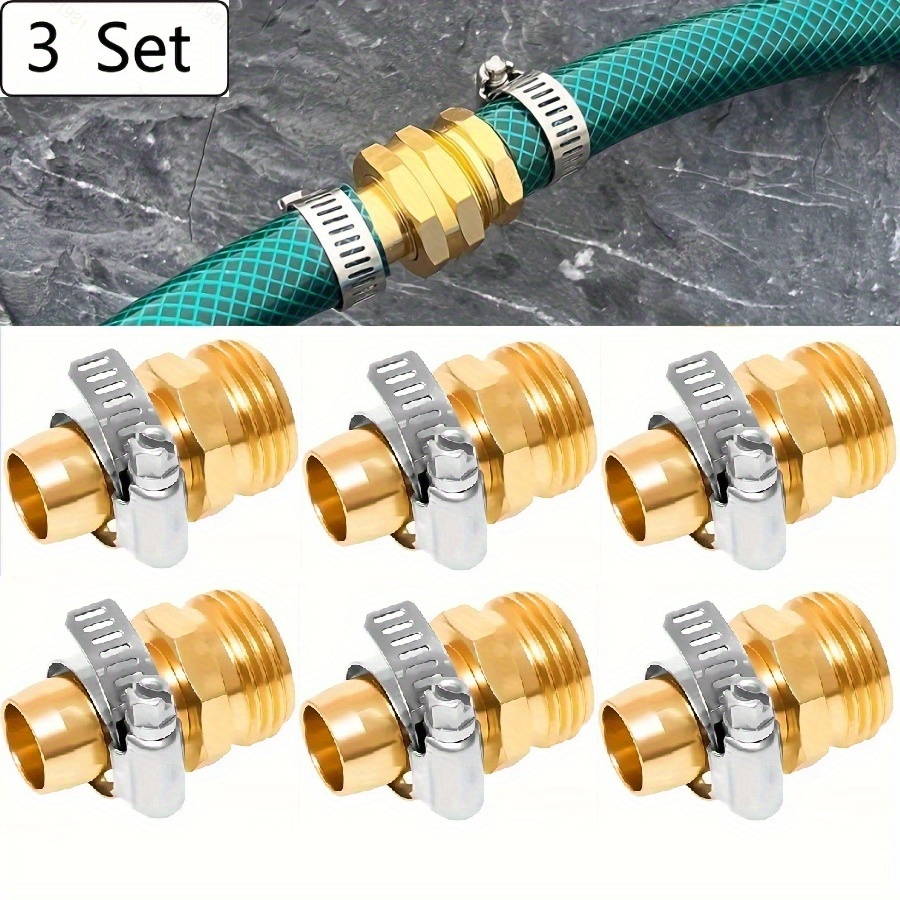 Garden Hose Repair Fittings with Clips for 3/4" or 5/8"