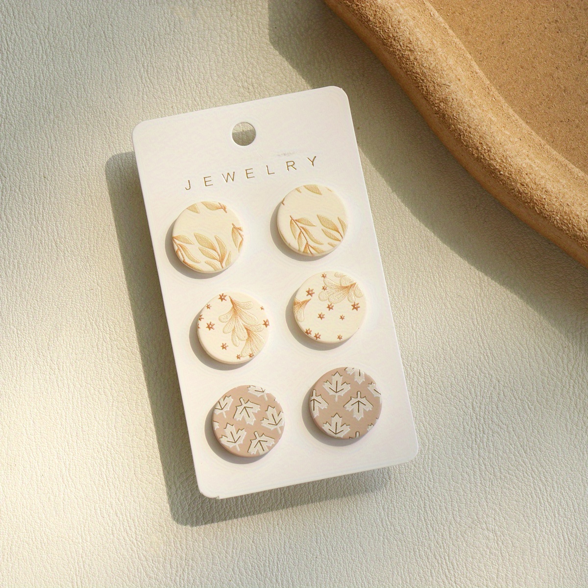 3 Pairs Floral Leaf Round Acrylic Stud Earrings Set Women Cute Fashion