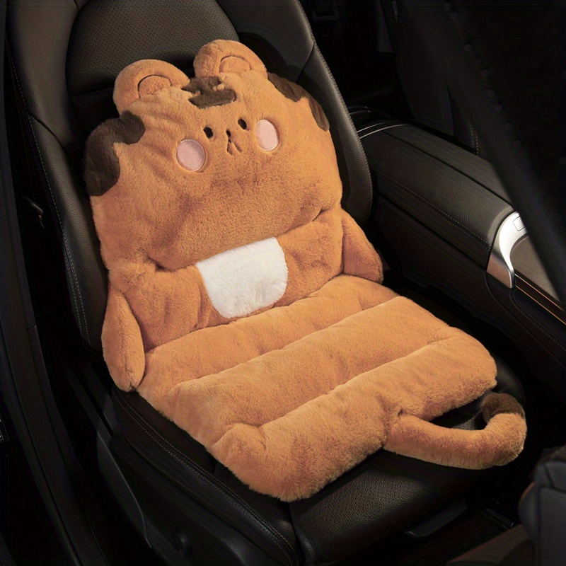 2pcs Cartoon Cute Cow Car Seat Cushion, Plush Warmth And