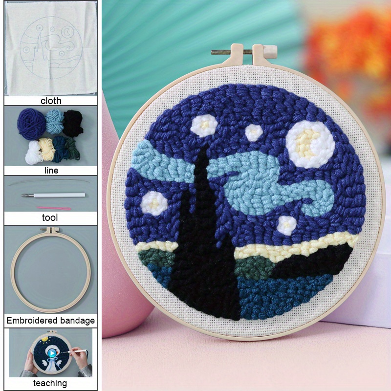 Vancy Arts Tower Landscape Punch Needle Embroidery Kit for Kids