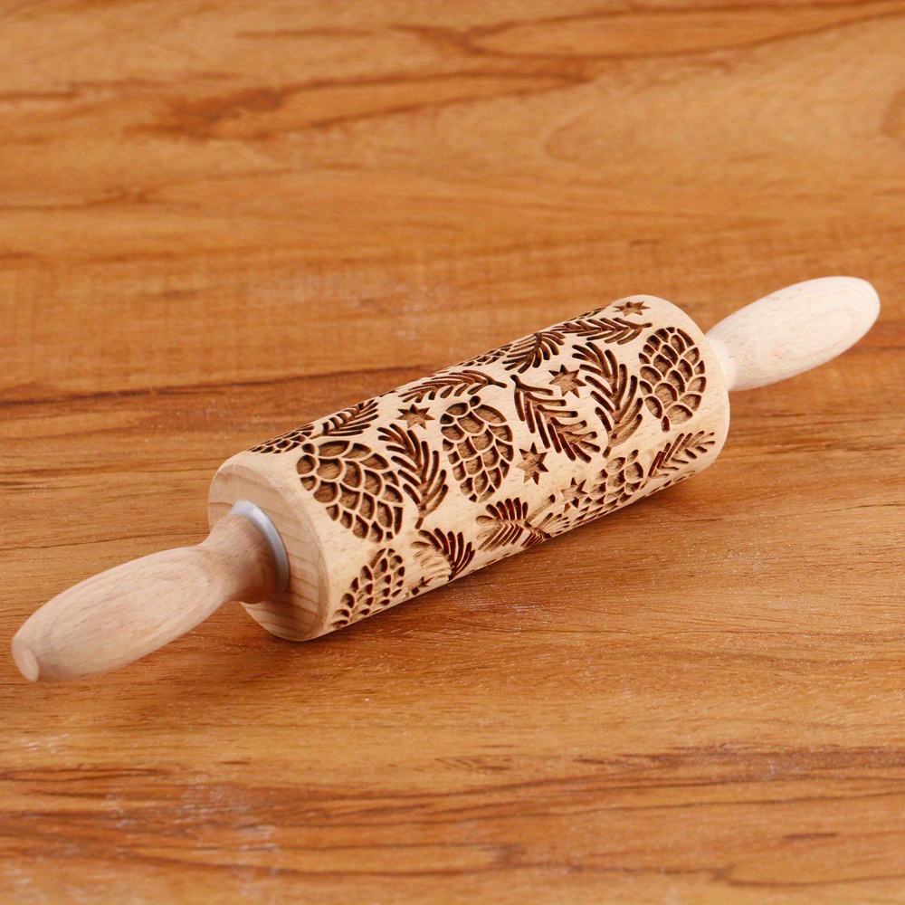 Wooden Embossing Small Rolling Pin With Hanukkah Candles - Temu
