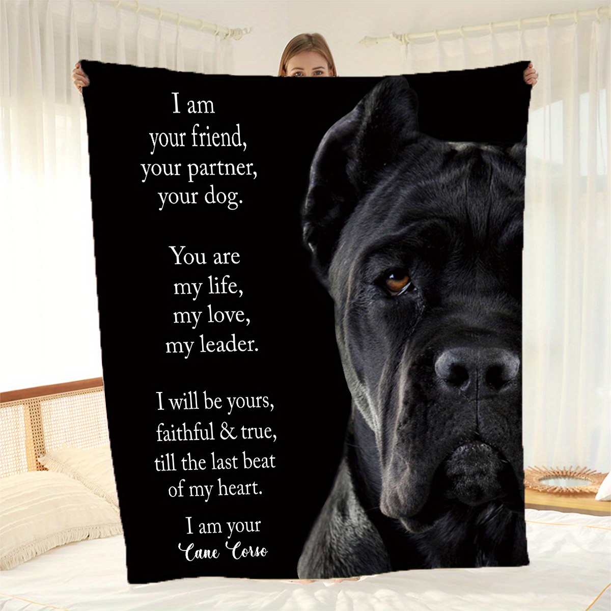 TEMU 1pc Dog Pattern Flannel Blanket Throw Blanket, Soft Blanket For Sofa Couch Office Bed Camping Travelling