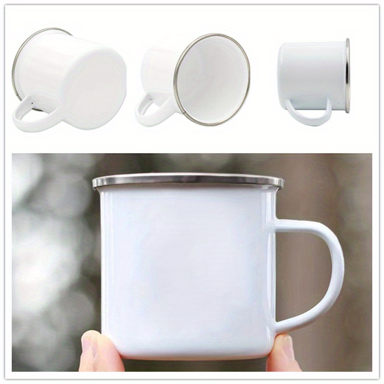 Cutiset 12 Ounce Handmade Enamel Mug,Plain White Mugs,Enamel Camping Mug  Set,DIY Cups for Tea, Coffee and Hot Chocolate, Set of 6