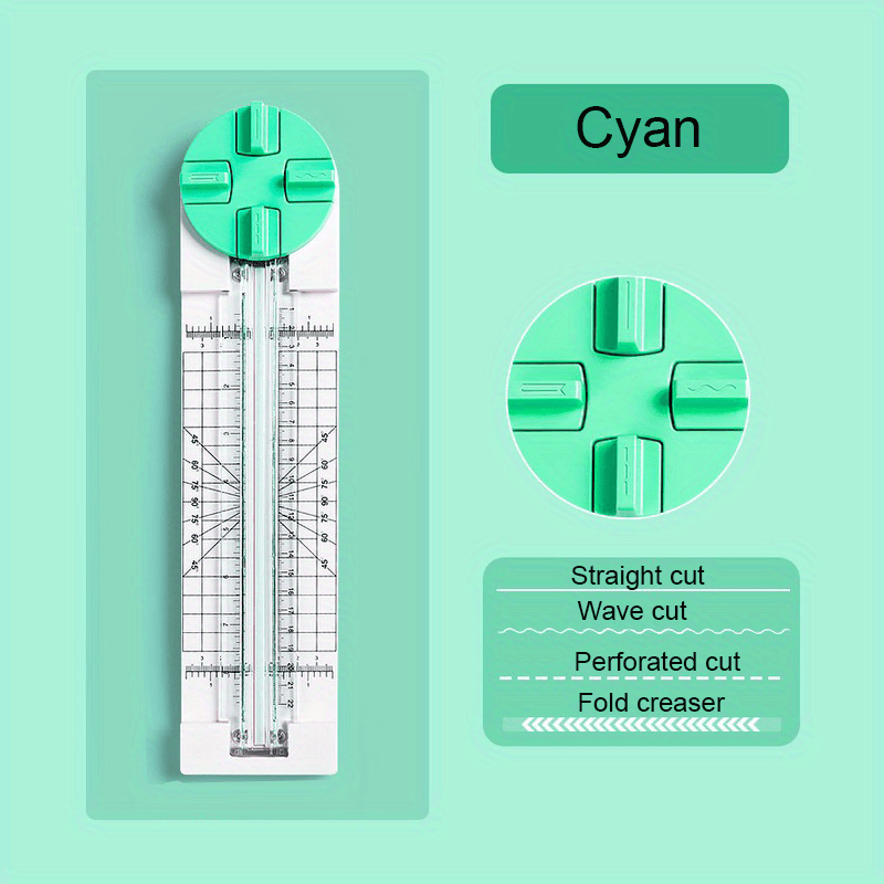 Paper Trimmer Craft Paper Cutter: 4 Style Multi-Function Scrapbooking Tool  with Dial Blades of (Straight,Wave,Perforated)12 pack Paper Cutter Blade