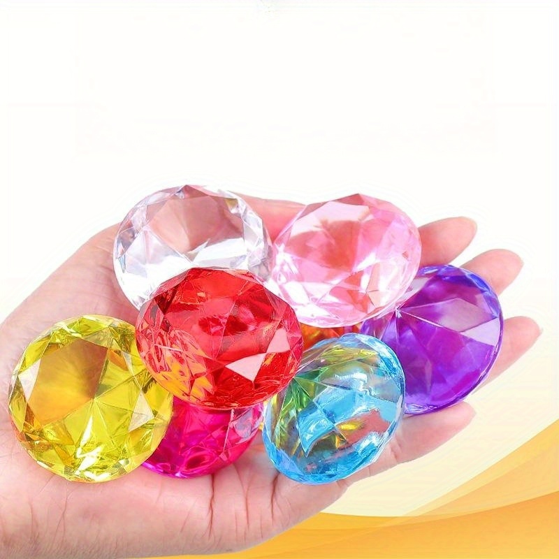 5cm Assorted Glass Gems & Diamonds - Girl's Fake Jewels - 72 Units (£0.82  per unit)