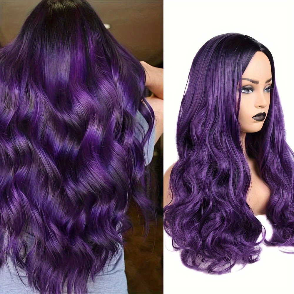 Wavy Mermaid purple aqua green black root 360 wavy popular lace wig