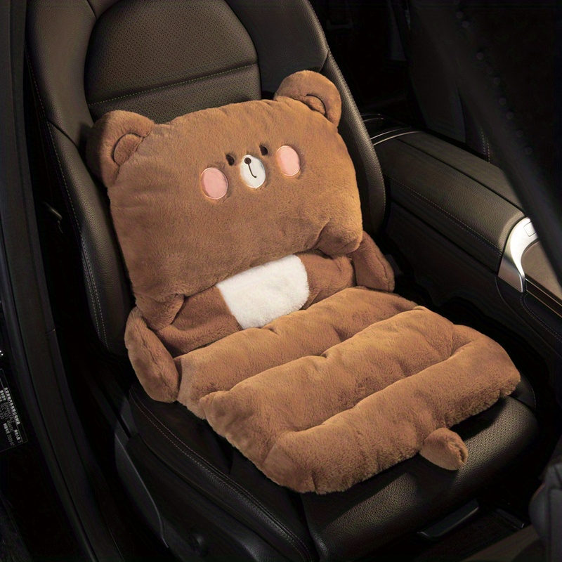 Car Seat Cushion: Plush Winter Cover With Heating Pad Bear - Temu