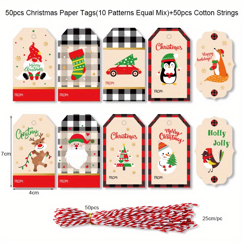 Painted Christmas Tag Kraft Paper Christmas Tag Card Party - Temu