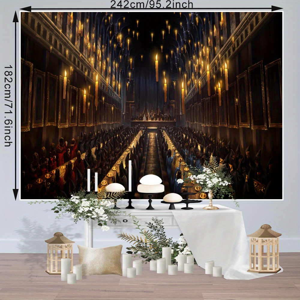 Hogwarts - Velas de comedor para iglesia, telón de fondo de 7 x 5 pies,  para decoración de pared de fiesta, decoración de pared para niños,  Halloween