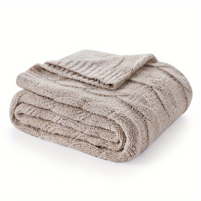 Cozy Cable Knitted Throw Blankets Plush Super Soft Warm - Temu