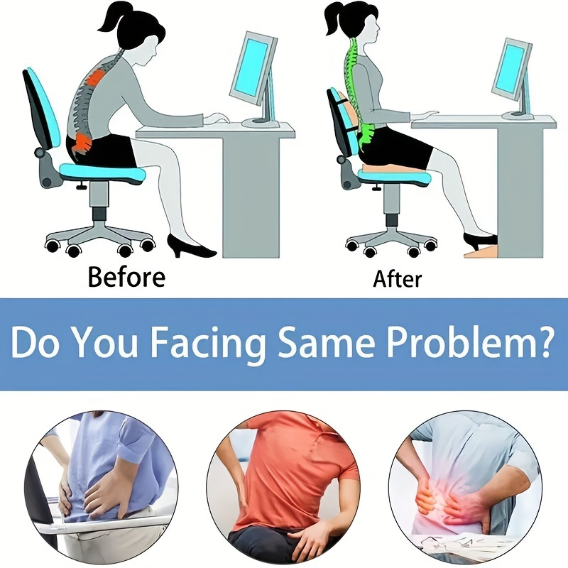 ergonomic memory foam chair cushion set with lumbar support thick height boosting seat pad for office study bedroom   Product details 7