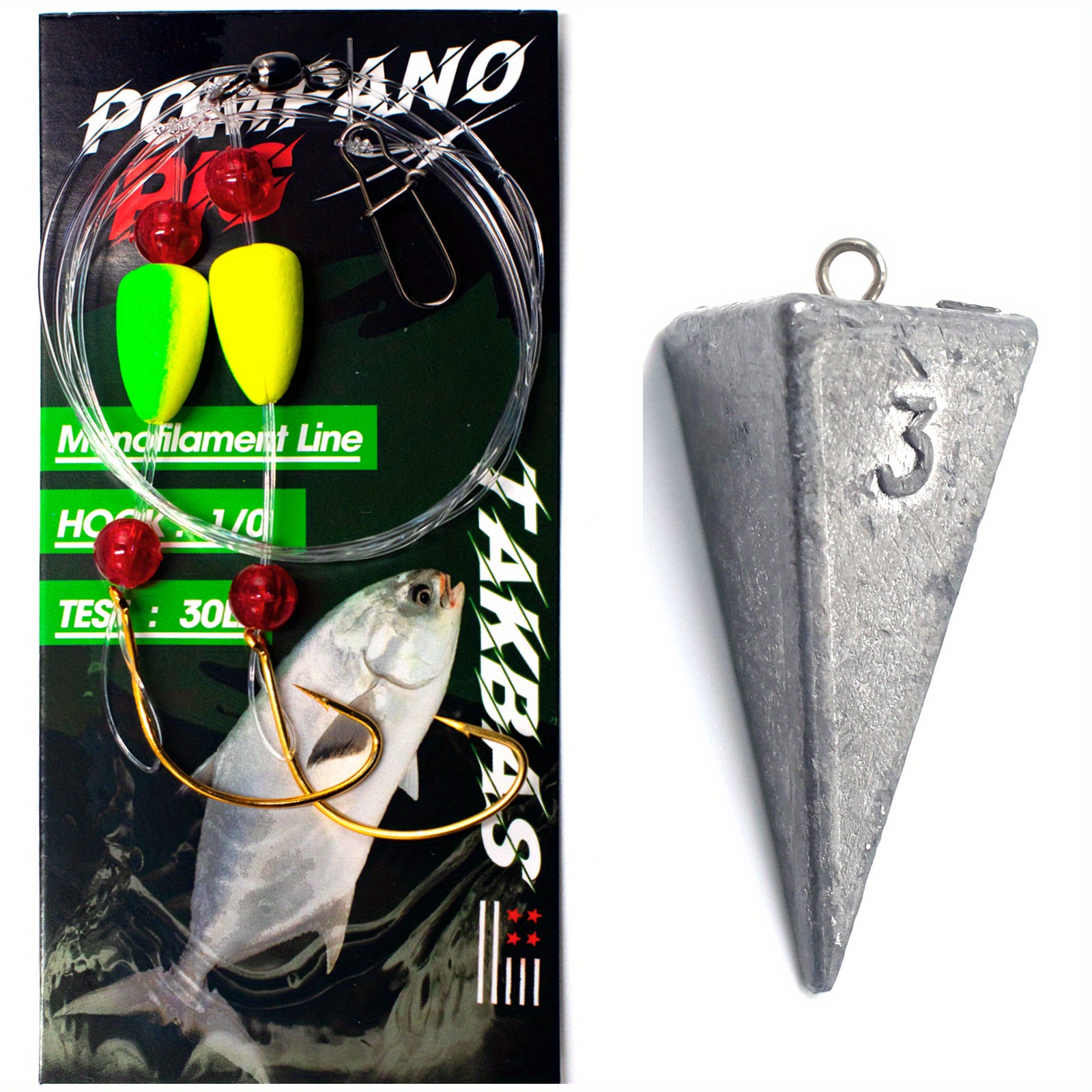 Pompano 1 Pack Double Drops Fishing Rigs, 30LB/13.61KG Pull Fishing Floats  Rig, Fishing Accessories For Saltwater, Surf Fishing