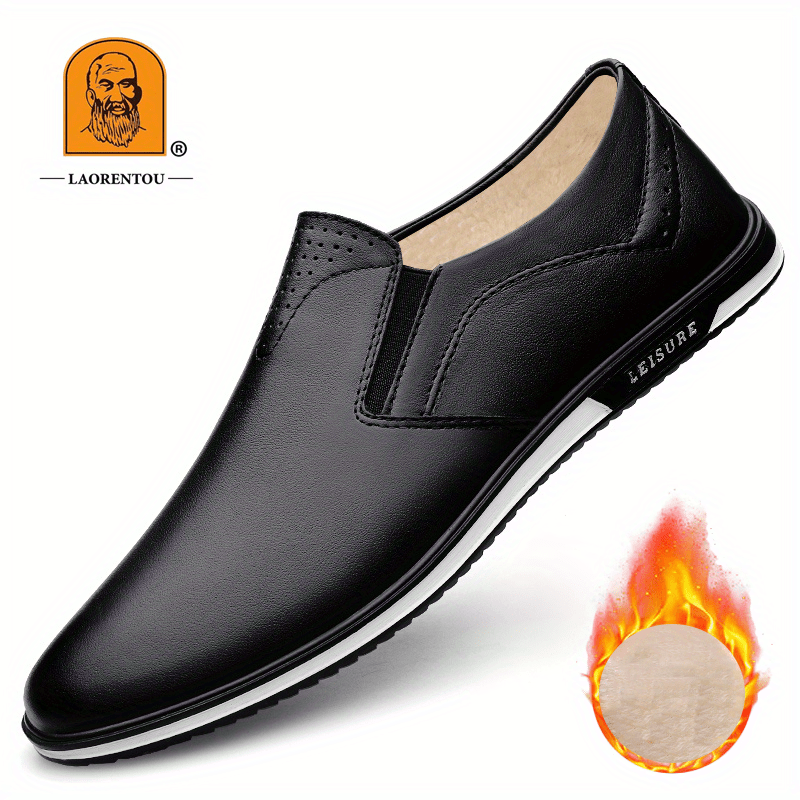 〽️Closed Toe Loafers Sneakers Men\'s Black Leather Slip On Warm Comfortable Amazon.com | Cheval Mens Slip On Loafers, Men Casual Dress  main image 3