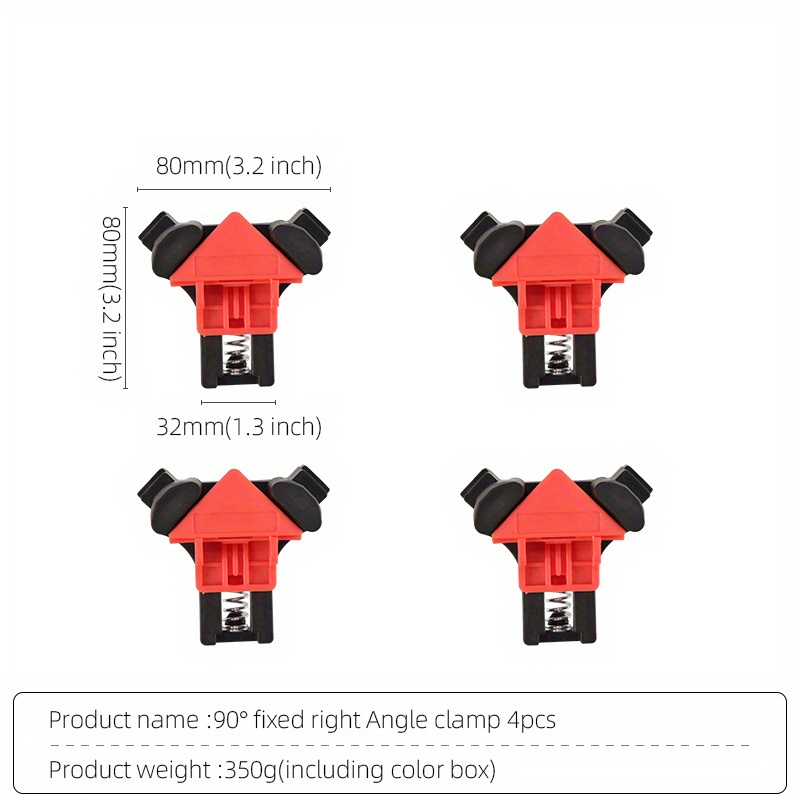 90 Degree Angle Clamps, Woodworking Corner Clip, Right Angle Clip Fixer,  Set of 4 Clamp Tool with Adjustable Hand Tools (orange+black) 