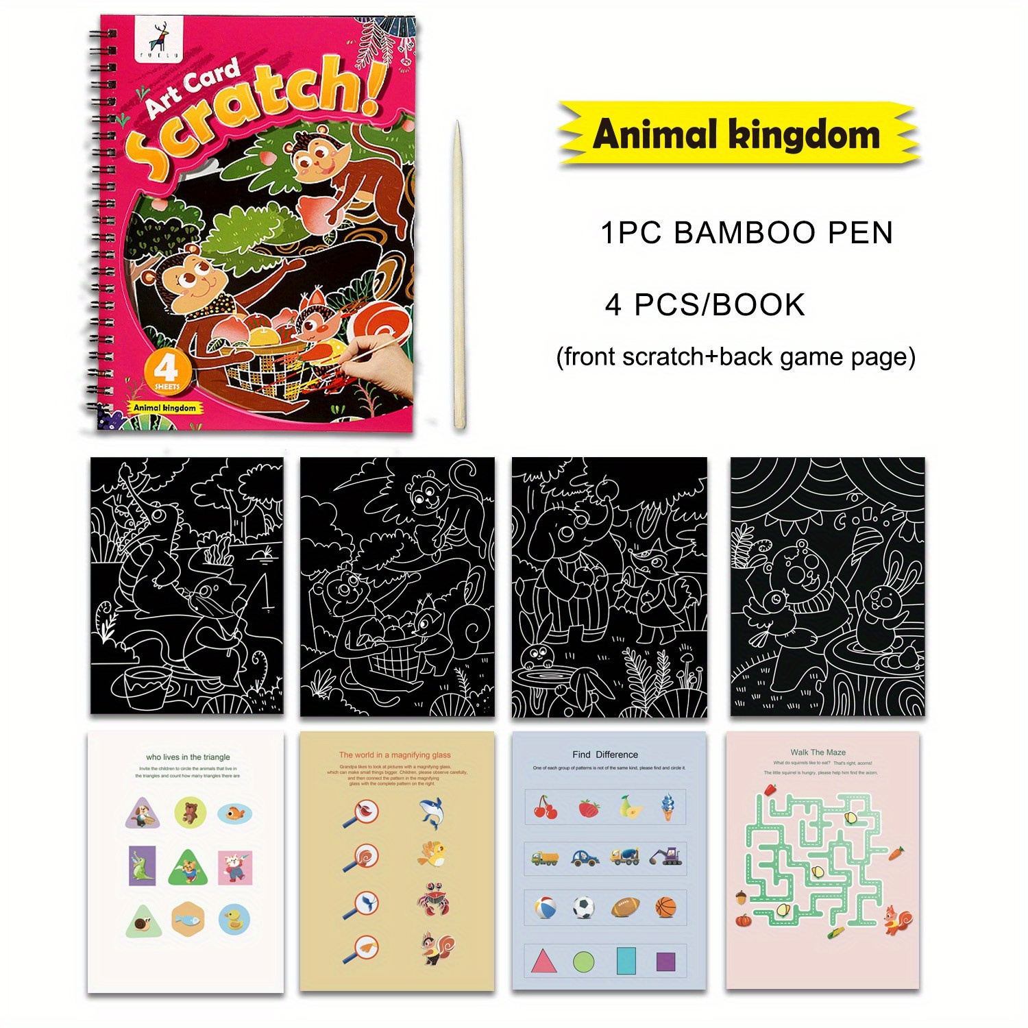 Scratch Art For Kids Rainbow Scratch Paper Drawing Painting - Temu