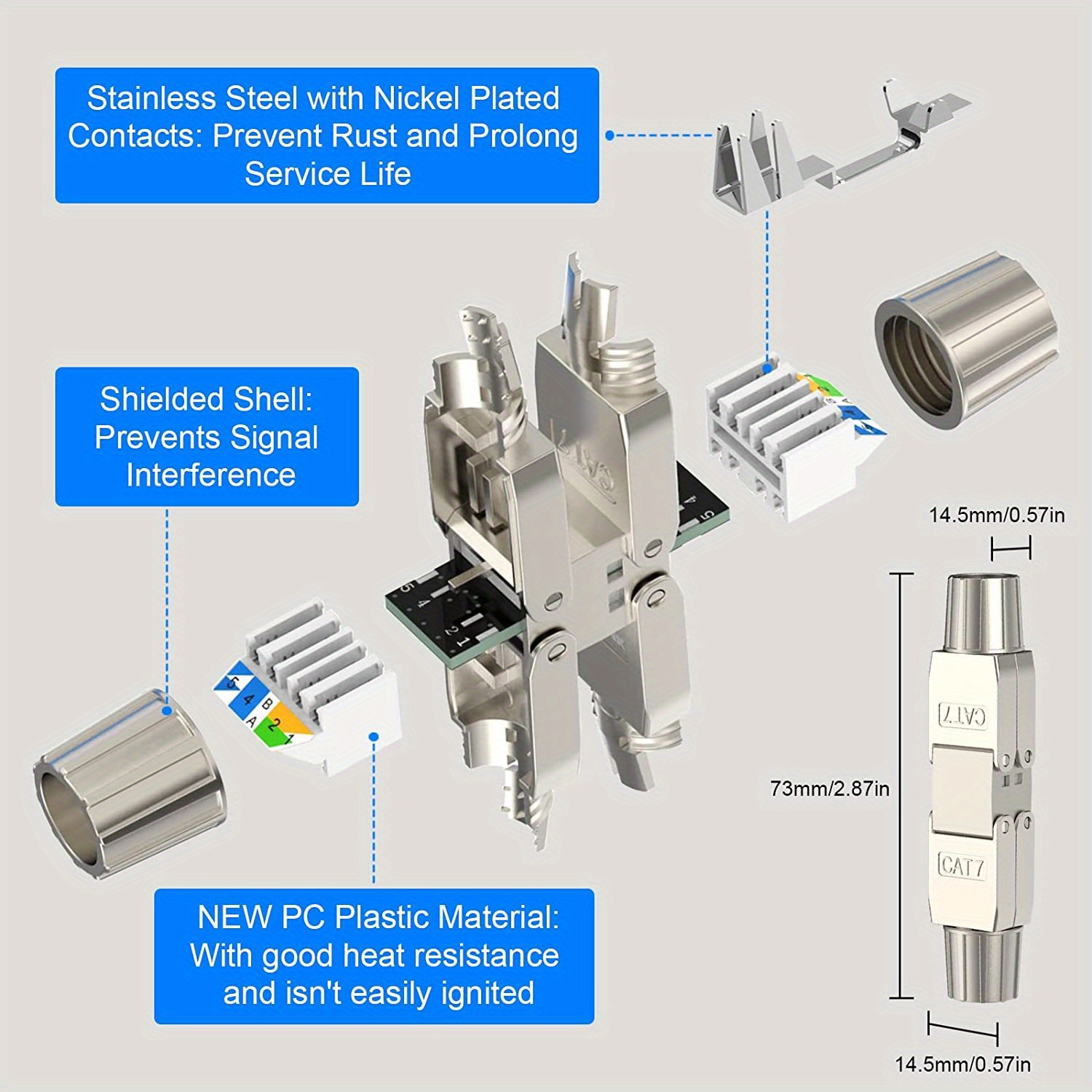 Cat6A Cat7 Cavo Prolunga Adattatore Di Giunzione Scatola Di Connessione  RJ45 Connettore Prolunga Cavo Lan Completamente Schermato Senza Attrezzi