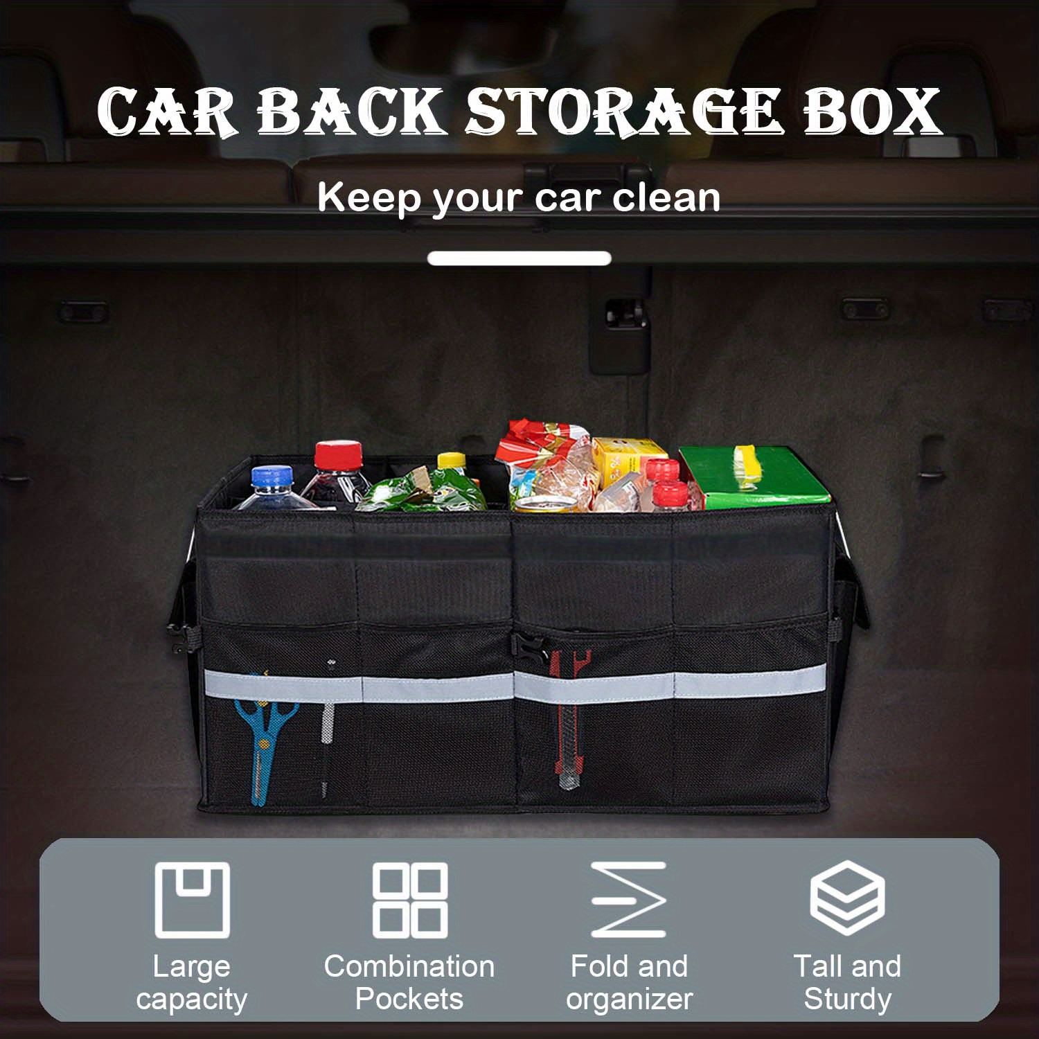 Car Trunk Organizer Lid Collapsible Detachable Multi Temu
