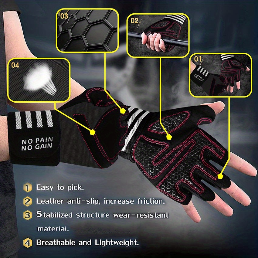 Gym Workout Gloves Weight Lifting Gloves Wrist Support - Temu