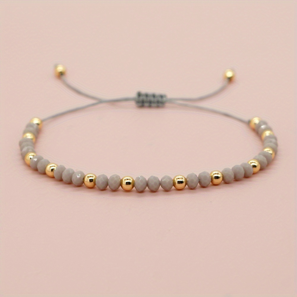 Image of 1pc Boho Style Adjustable Bracelet, Copper & Artificial Crystal Beads, Rainbow Design, Light Wear Jewelry, Accessory