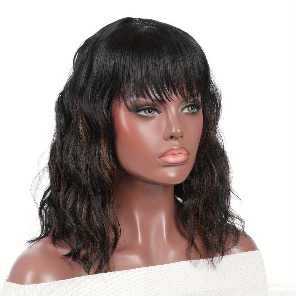 Short Curly Bob Wig With Bangs Heat Resistant