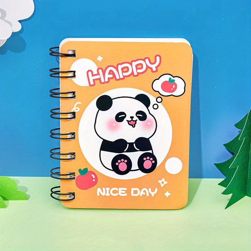 Cute Panda Side Flip Coil Mini Notebook