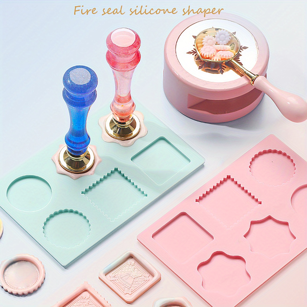 Wax Seal Silicone Mat for Wax Sealing Stamp, 24 Cavity Wax Seal Molds  Silicone with 200Pcs Removable Sticky Adhesive Dots for DIY Craft Adhesive