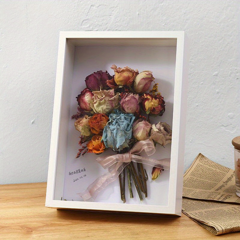 Handmade White Hollow Dried Flower Photo Frame With - Temu