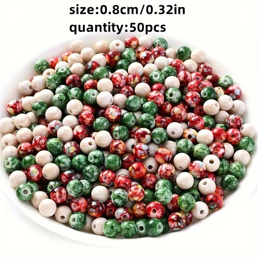 Red And White Round Acrylic Beads For Jewelry Making - Temu