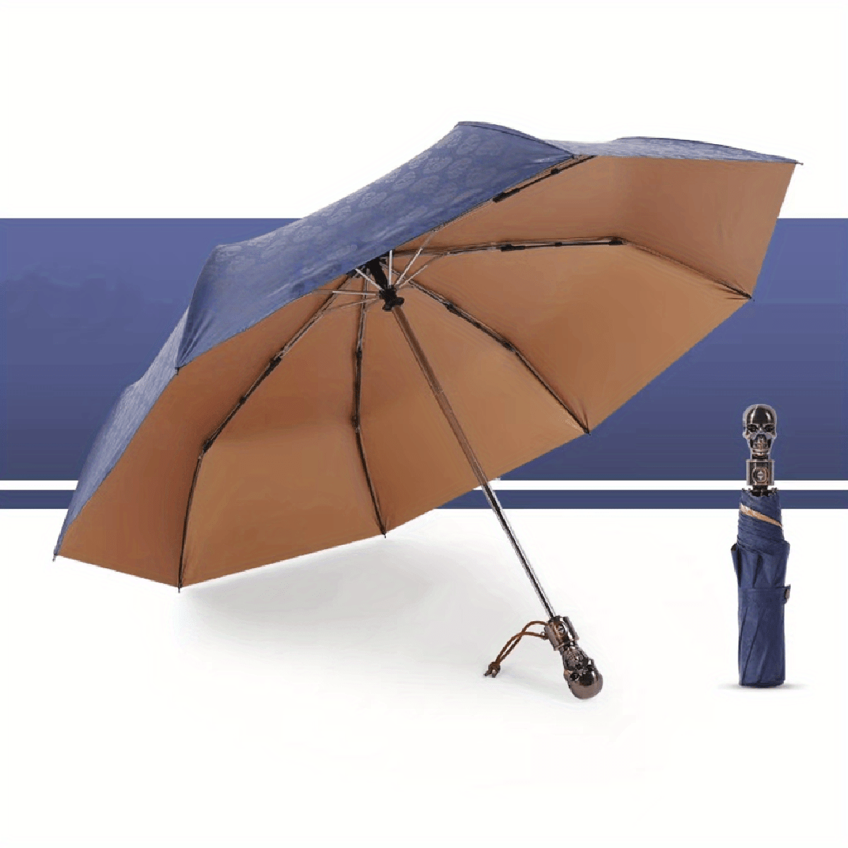 Creative Devil Skull Handle Umbrella, Automatic Umbrella, Folding Uv  Protection Umbrella, Sunny And Rainy Windproof Umbrellas - Temu