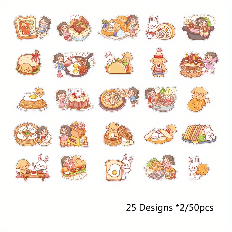 Cute Food Stickers, Decorative Stickers, Planner Stickers, Diary