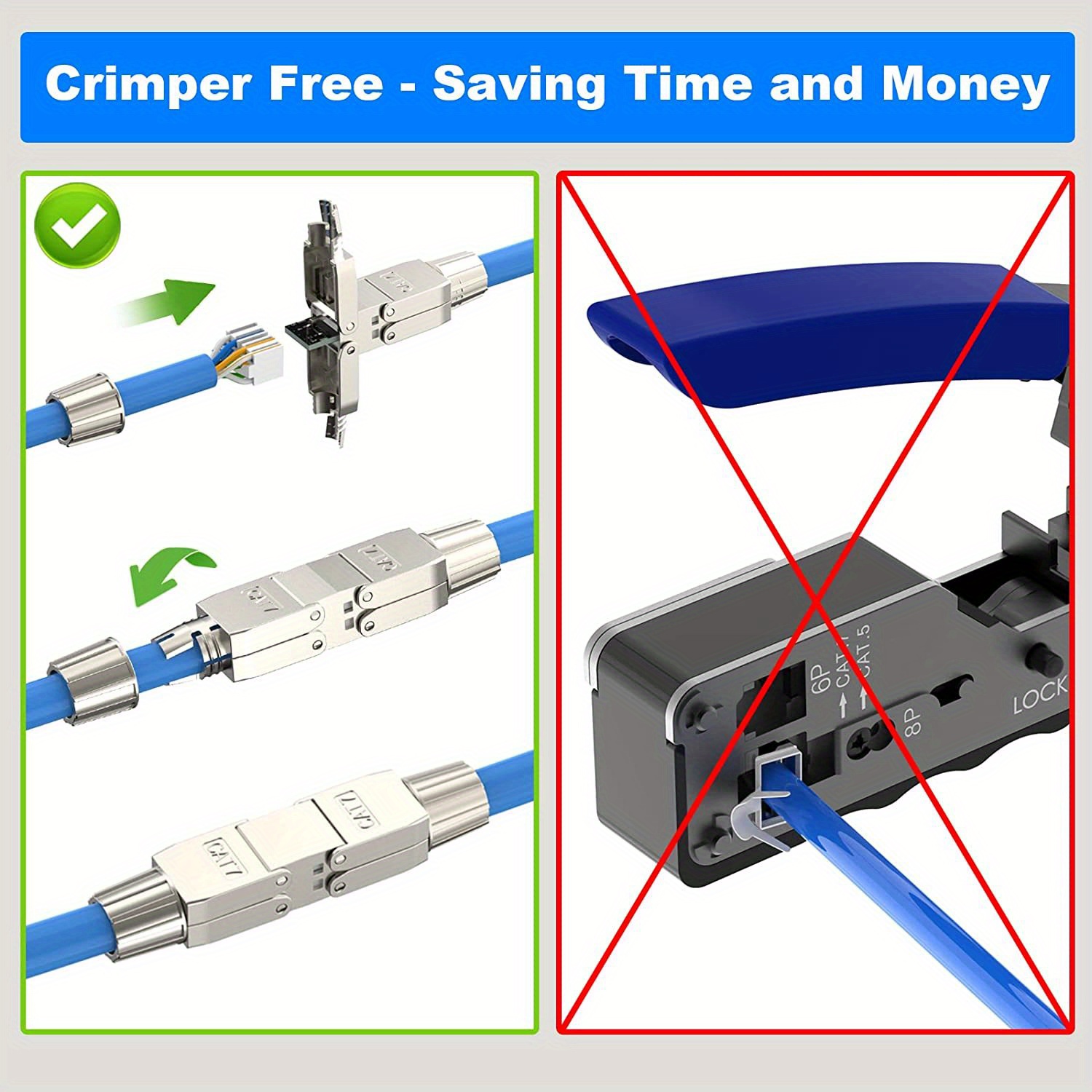 Cat6A Cat7 Cavo Prolunga Adattatore Di Giunzione Scatola Di Connessione  RJ45 Connettore Prolunga Cavo Lan Completamente Schermato Senza Attrezzi