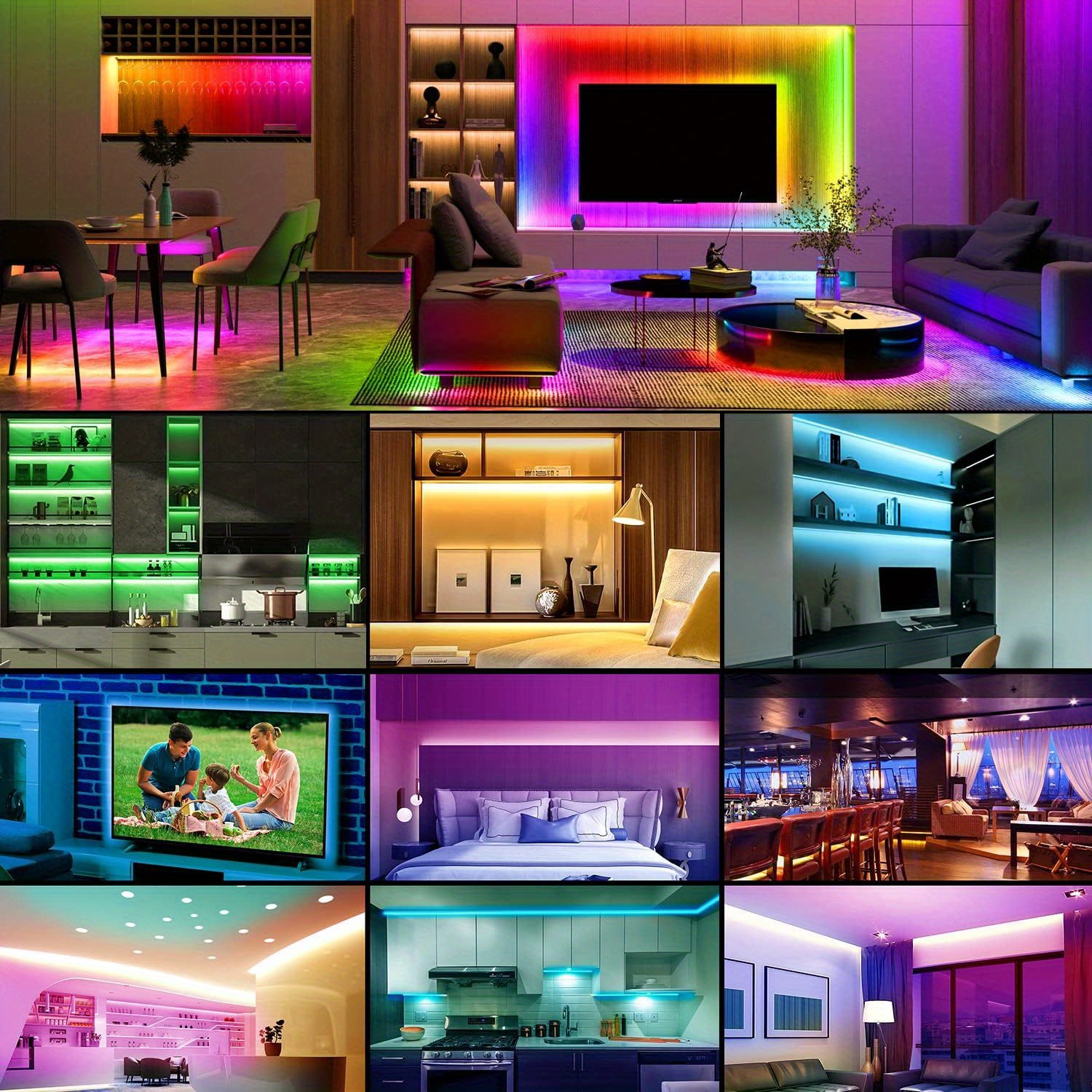 1 roll 2 rolls 3 rolls 4 rolls led lights for bedroom 100ft rgb led strip lights color changing tape light with 44 key remote control led strip lights cuttable dimmable color changing rgb lights led lights for room tv backlight kitchen bar gaming christmas party decoration details 4