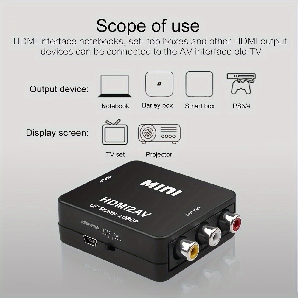 Mini For grensesnitt til AV 3RCA CVBS Audio Video Composite Converter Adapter For HDTV Til AV detaljer 0