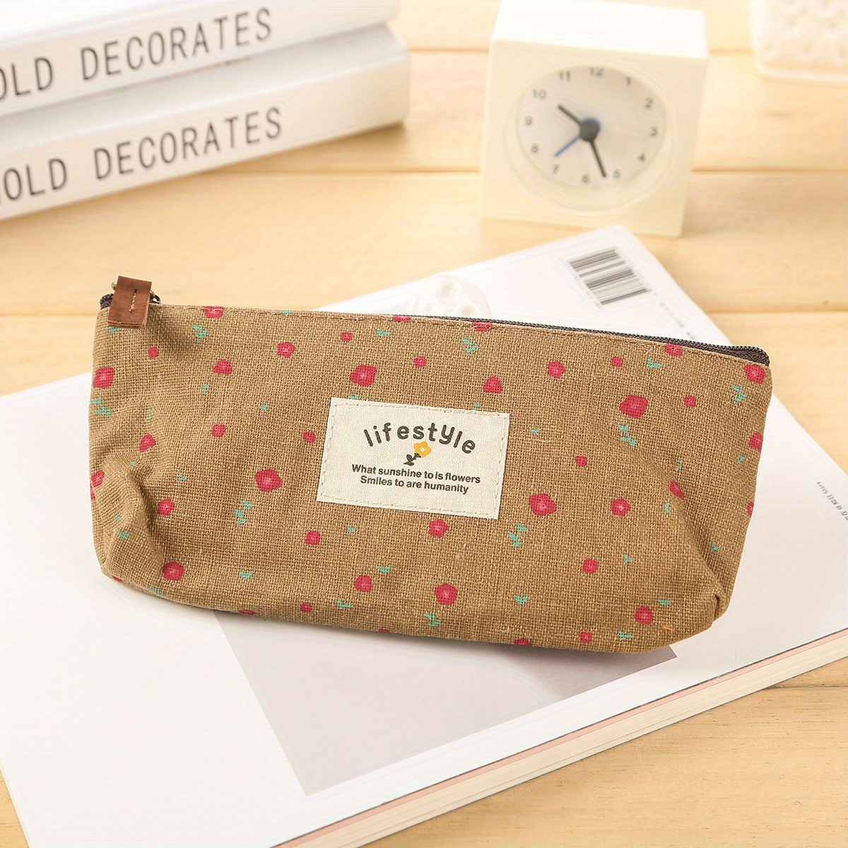 Kawaii Floral Fresh Style Pencil Bag Small Flowers Pencil Cases Cute Simple  Pen Bag Storage Bags