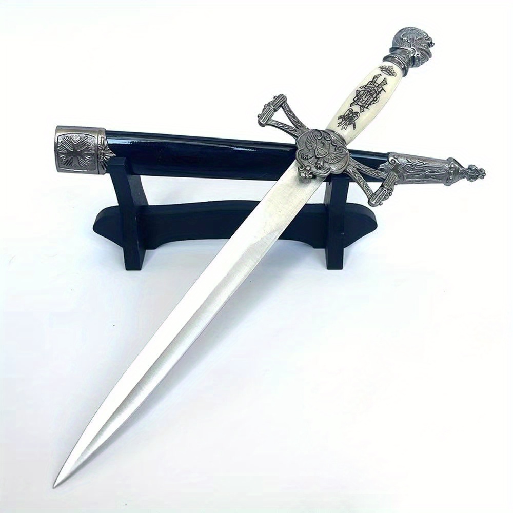 Medieval Short Sword Overall White Handle Stainless Steel - Temu