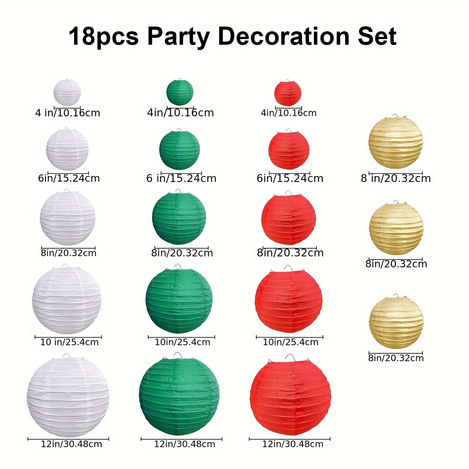 Christmas Paper Lanterns Red Green White Golden Hanging Temu Australia