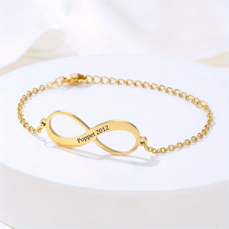 custom engraved name stainless steel infinity bracelet men Temu